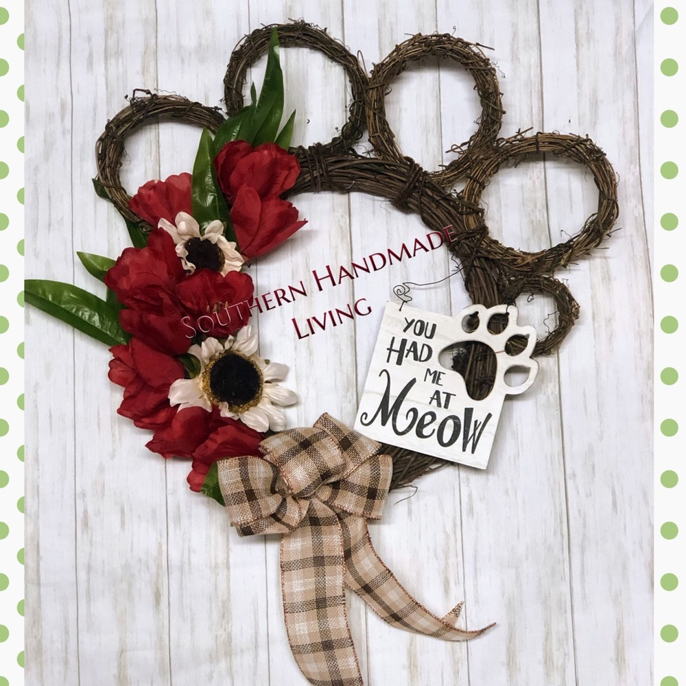 Meow paw print wreath